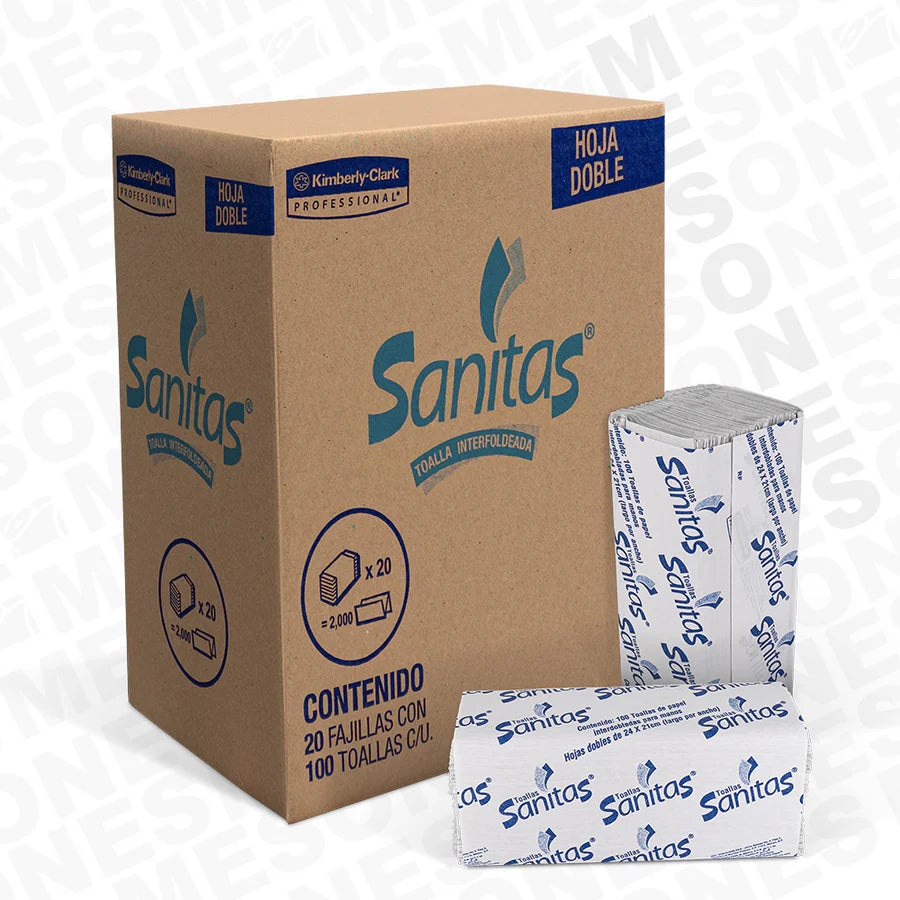 Sanitas Toalla Interdoblada Blanca | Caja con 20